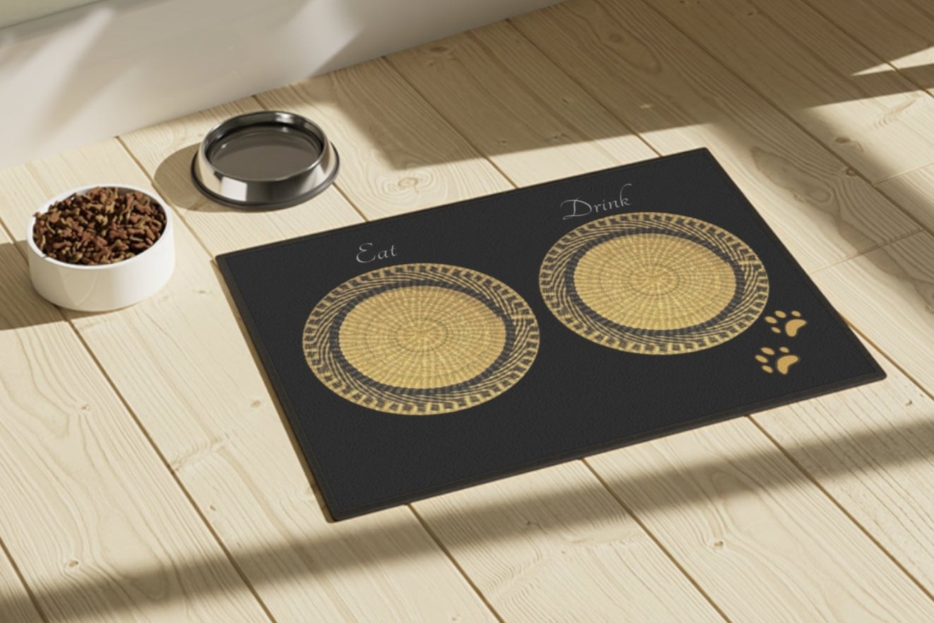 Paws and Plates, Dog Placemat, Black