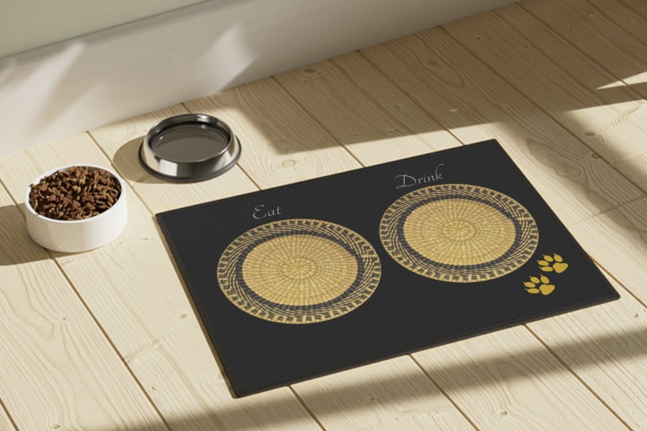 Paws and Plates, Cat Placemat, Black