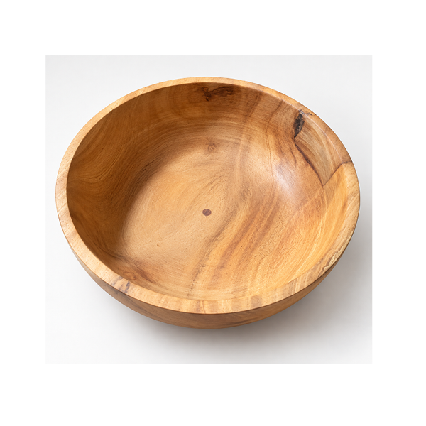 Hand-Carved Wood Salad Bowl with Serving Utensils