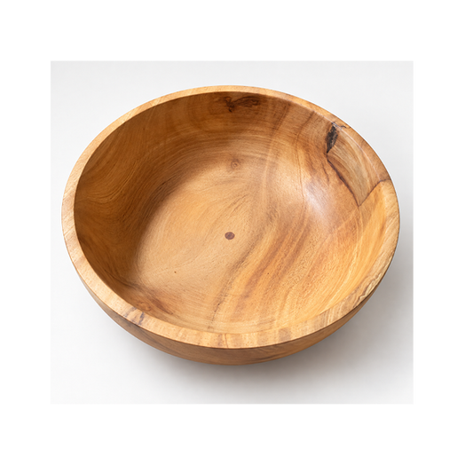 Hand-Carved Wood Salad Bowl with Serving Utensils