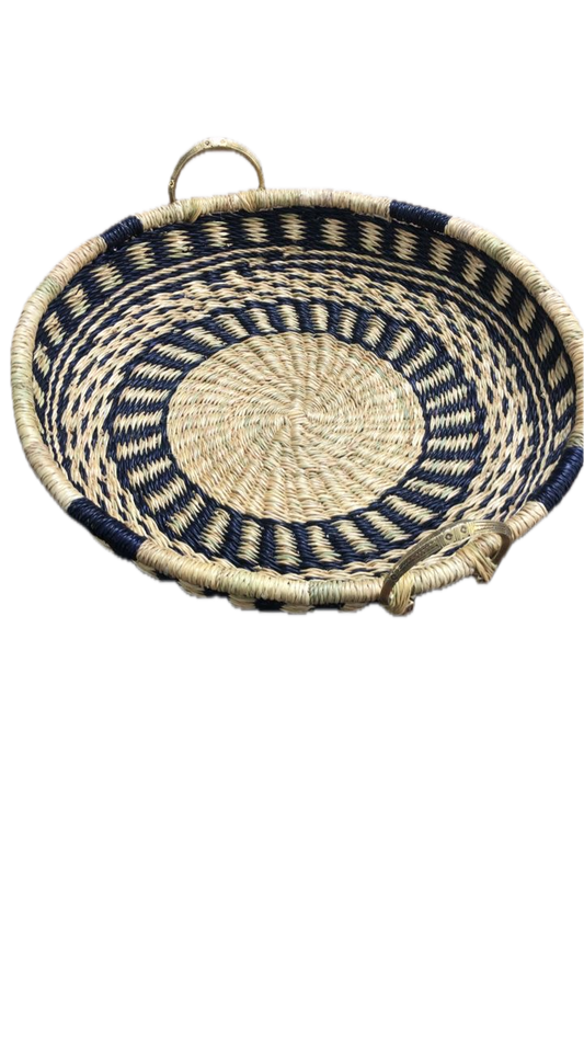 Zuri Handwoven Tray with Brass Accents